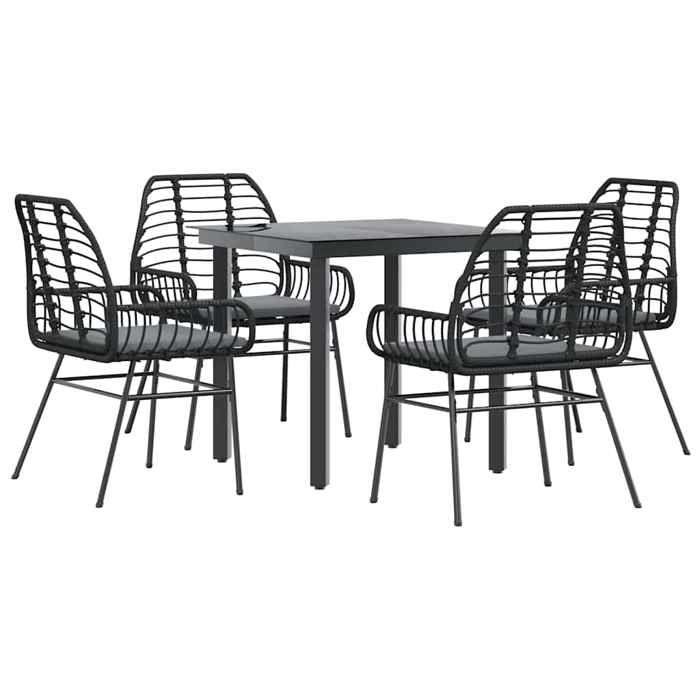 VidaXL Ensemble à manger de jardin et coussins 5 pcs noir rotin verre, ensemble à manger d'extérieur, meuble à manger de 3334549