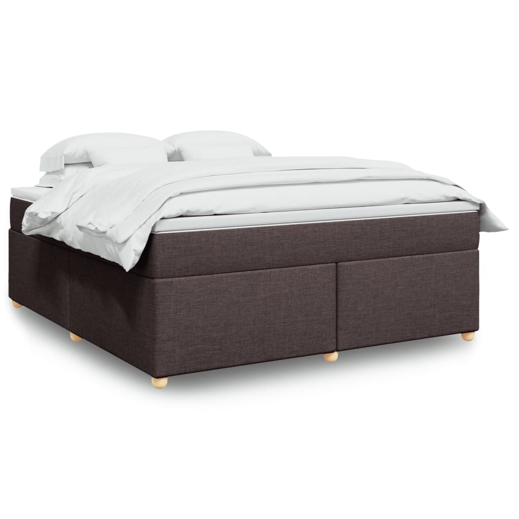 Box Spring Bed with Mattress Dark Brown 180 X 200 Cm Fabric
