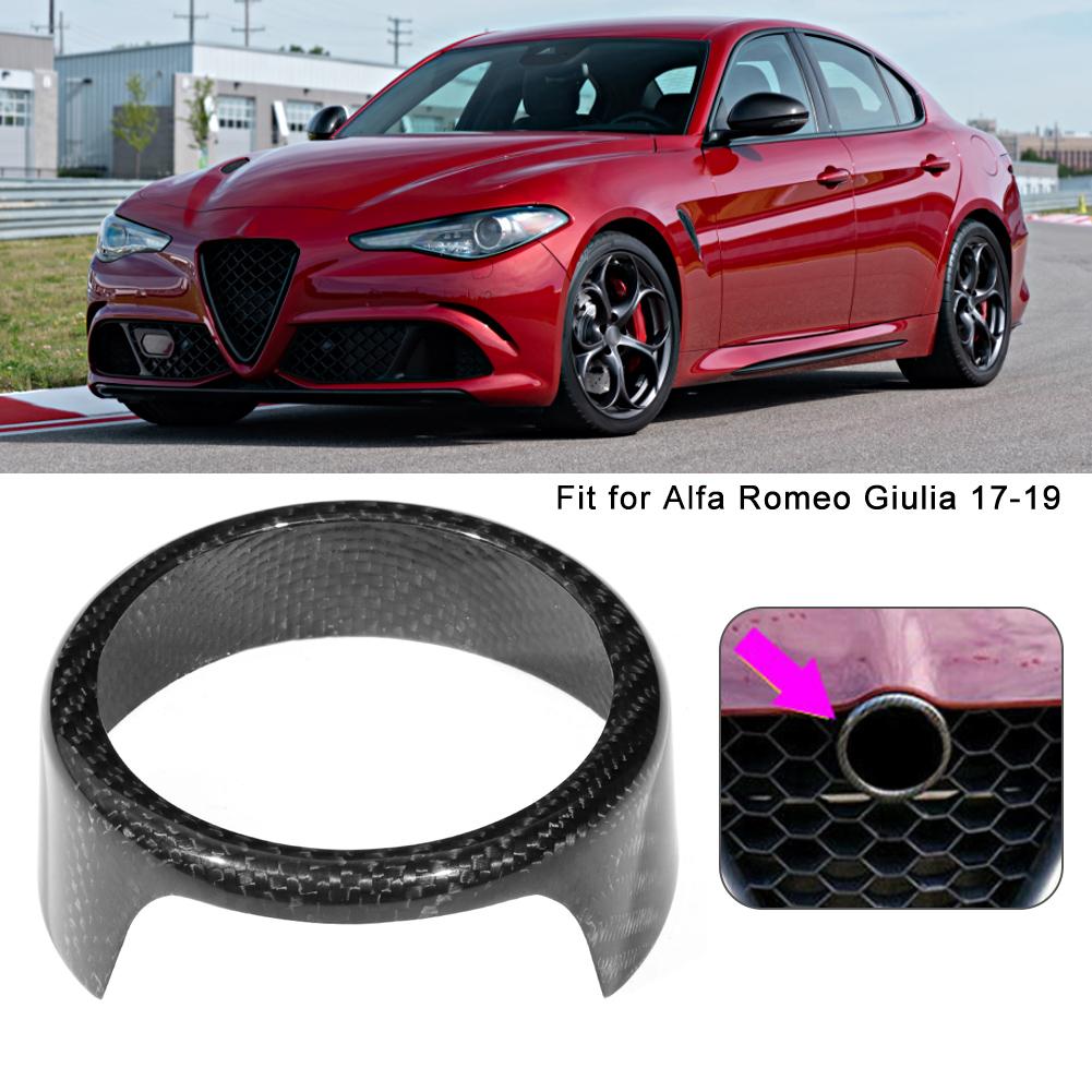 Carbon Fiber Front Grill Badge Sign Surround Bracket Trim Fit for Alfa Romeo Giulia 17 19
