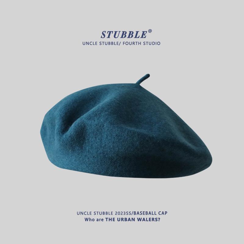 Women's Artistic Retro Wool Beret - Solid Color Autumn/Winter Hat
