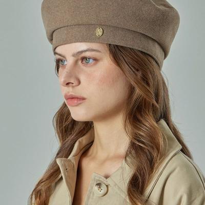 VA Curved Oval Metal Blended Beret Mocha Brown