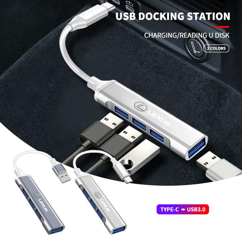 USB 3.0 HUB 4 in 1 Type C Adapter For Lexus F SPORT LBX NX RX 350h 450h ES UX 300e GS GX IS LS LX CT LC Interior Accessories