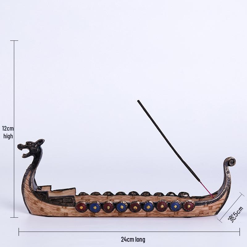 New Chinese Style Year of the Dragon Retro Dragon Boat Incense Holder - Smooth Sailing Indoor Handicraft Ornament See Details Size Chart