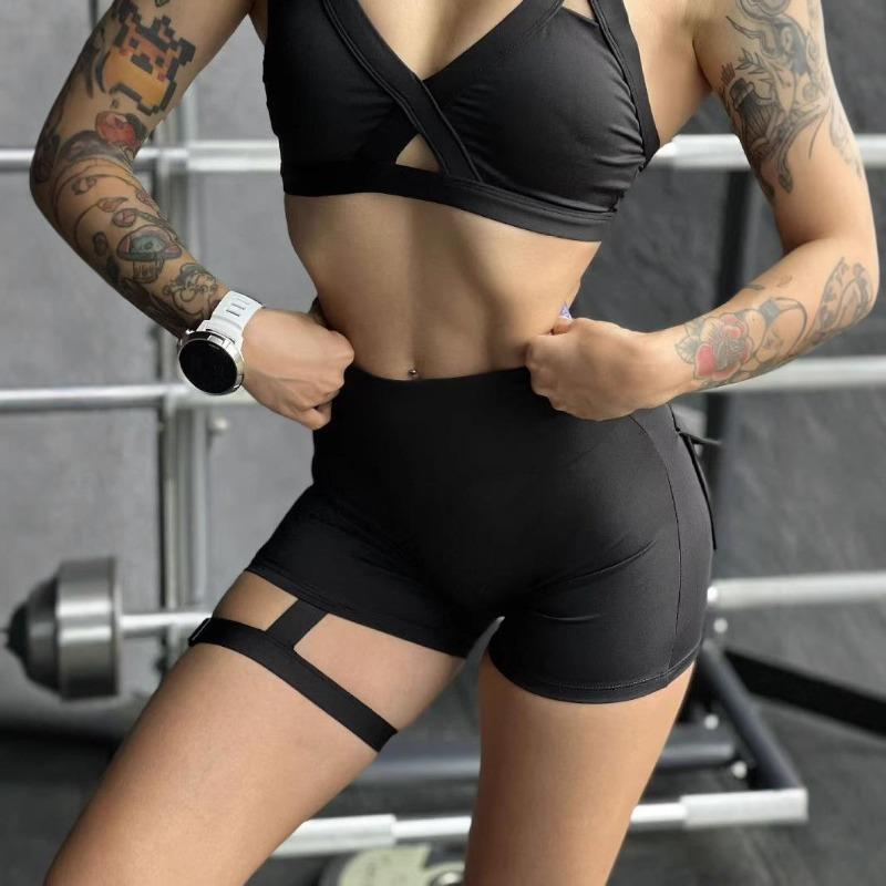 Women's Fitness Sports Yoga Women's Summer Naked Peach Buttocks Pocket Shorts