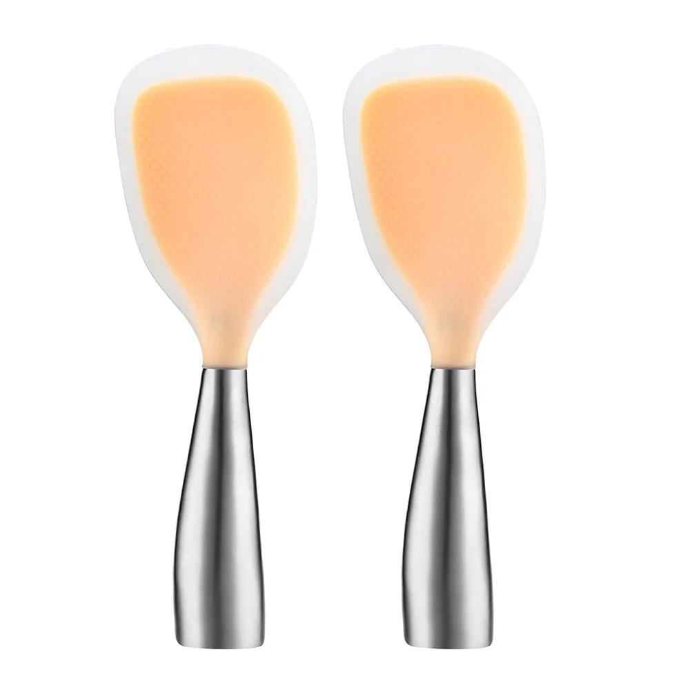 2Pcs Food Grade Silicone Rice Spoon Household Non Stick Pot Cooking Spoon High-temperature Resistant Kitchen Tools