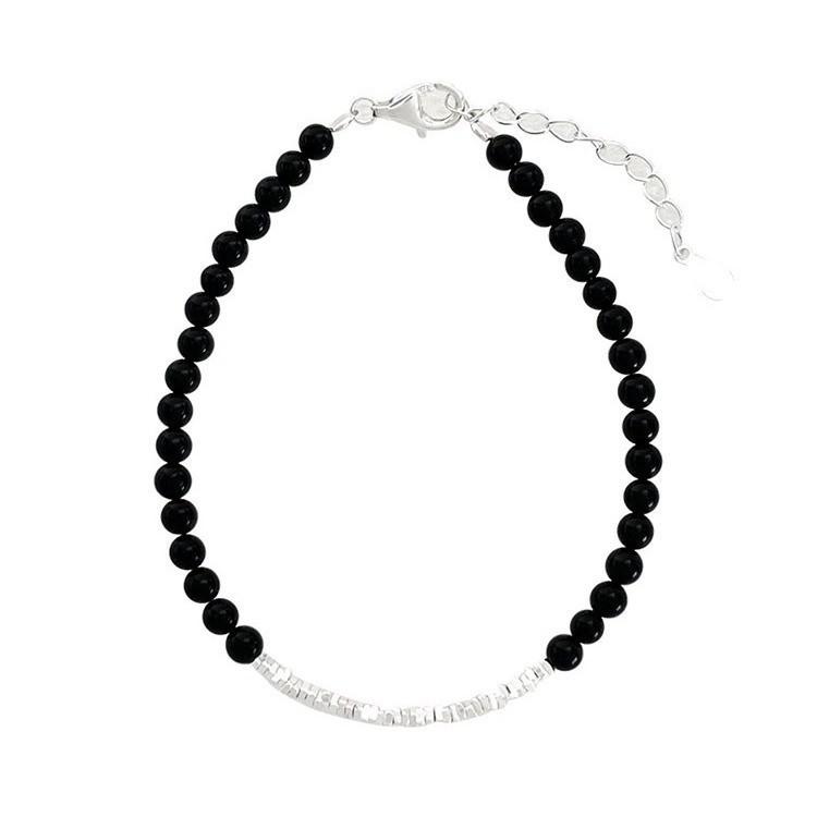 Bracelet Women's Black Agate Splicing Bracelet Light Luxury Niche High-end Jewelry for Girlfriend Gifts