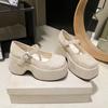 Fashion Trifle Platform Mary Jane One Buckle Wedge Heightened Shallow Heel Single