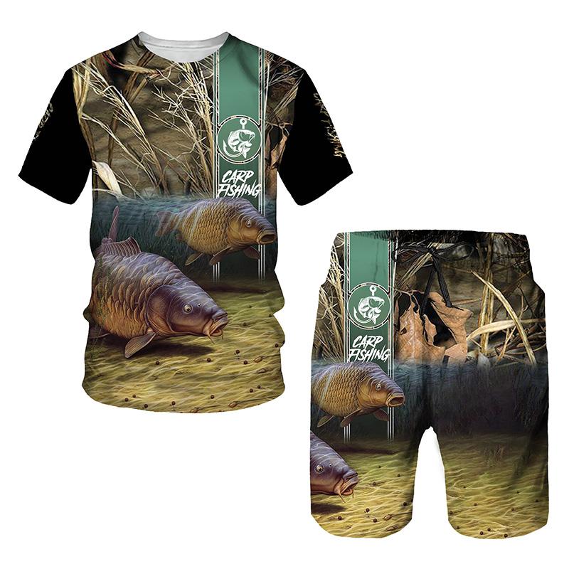 Hip Hop T-shirt Men 2-piece Set Summer Short Sleeve Tops Shorts Casual Oversized Streetwear Clothes Tracksuit Set