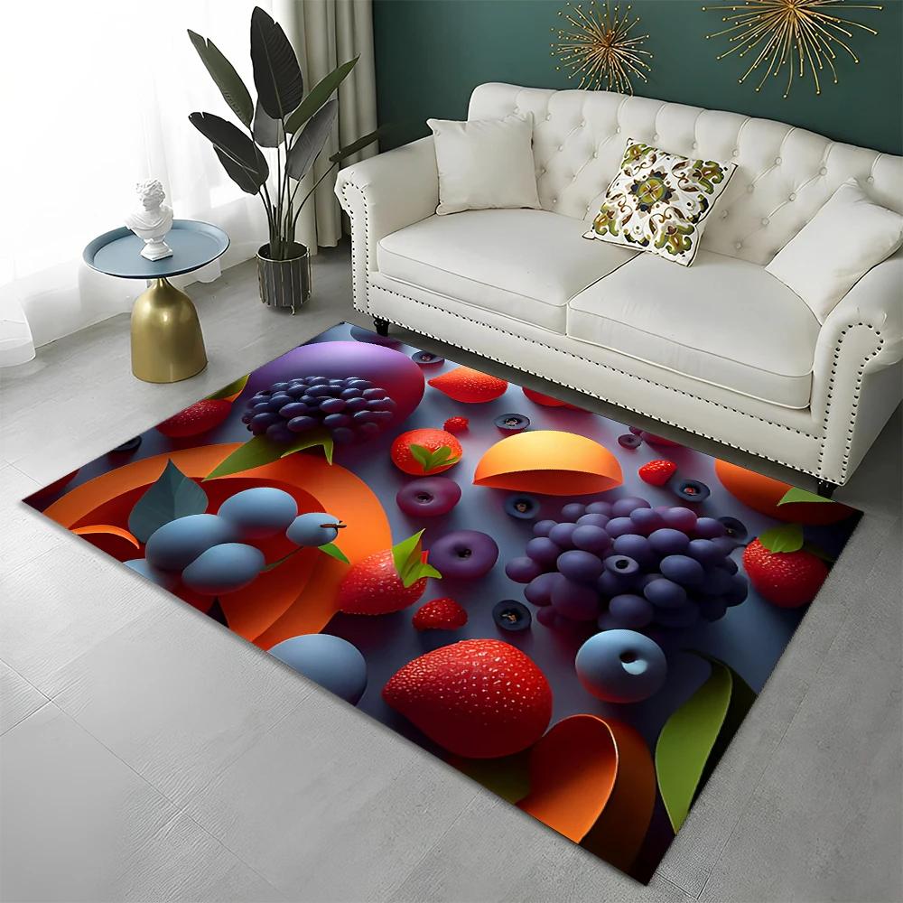 3D Cute Fruit Cartoon HD Carpet Rug for Home Living Room Bedroom Sofa Kitchen Doormat Decor,Child Area Rug Non-slip Floor Mat