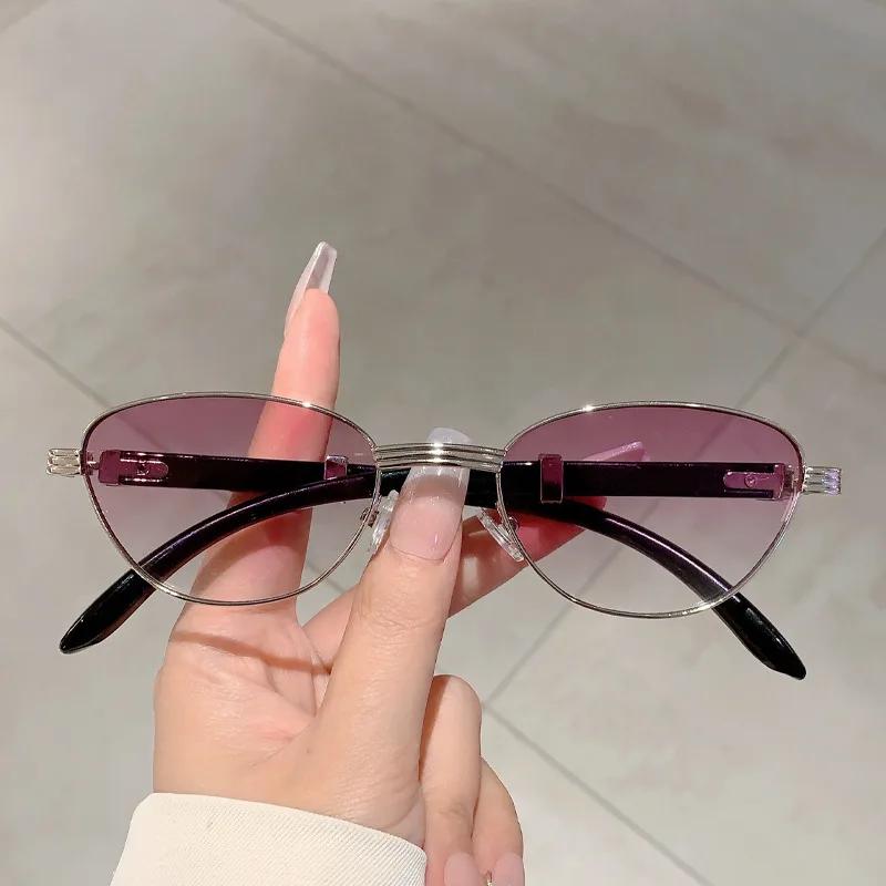 Vintage Luxury Brand Designer Metal Small Frame Sunglasses Women For Men Sun Glasses Steampunk Popular New Cat Eye Shades Uv400