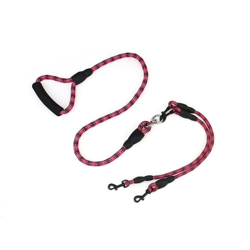 with Foam Handle Dog Walking Dual Leash Nylon Walking Dog Rope Double-headed Dog Leash  Outdoor