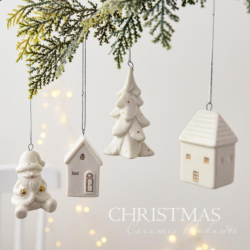 NUCHI Mini Ceramic Christmas Tree & Ornaments Set – Santa, Snowman, and Holiday Decorations