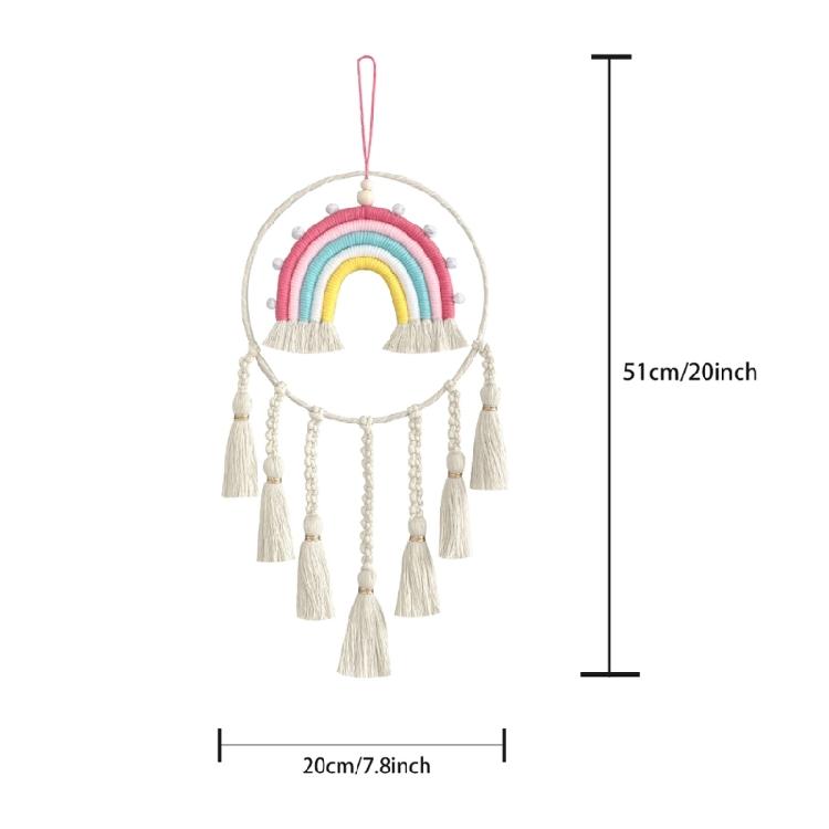 Dormitory Wall Window Handwoven Tassels Sky Rainbow Supplies for Home Office