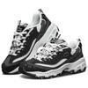 Skechers D'LITES 1.0 Women Panda Shoes 10th Anniversary Diamond Print Thick Sole Height Boost Low Top Sneakers Black White 12241-BKW