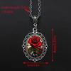 Fashionable and Exquisite Red Flower Pattern Oval Glass Pendant Necklace
