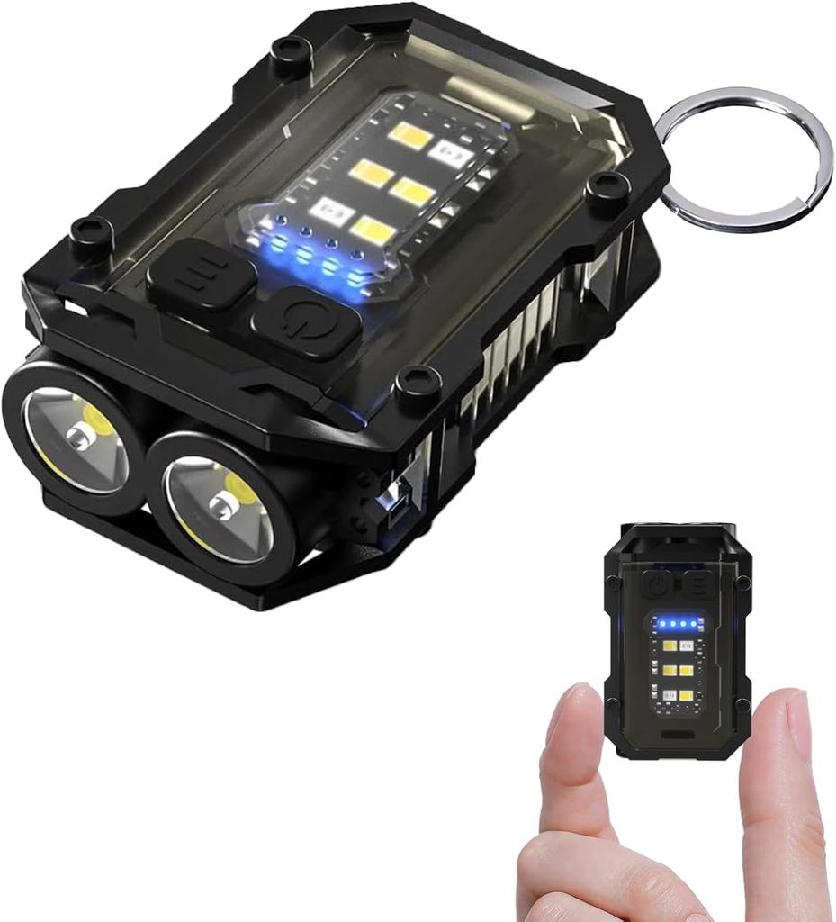 YS087 800LM Rechargeable Keychain Flashlight–Ultra Bright Mini COB LED Work Light,EDC Pocket Torch for Hiking,Camping,Emergency