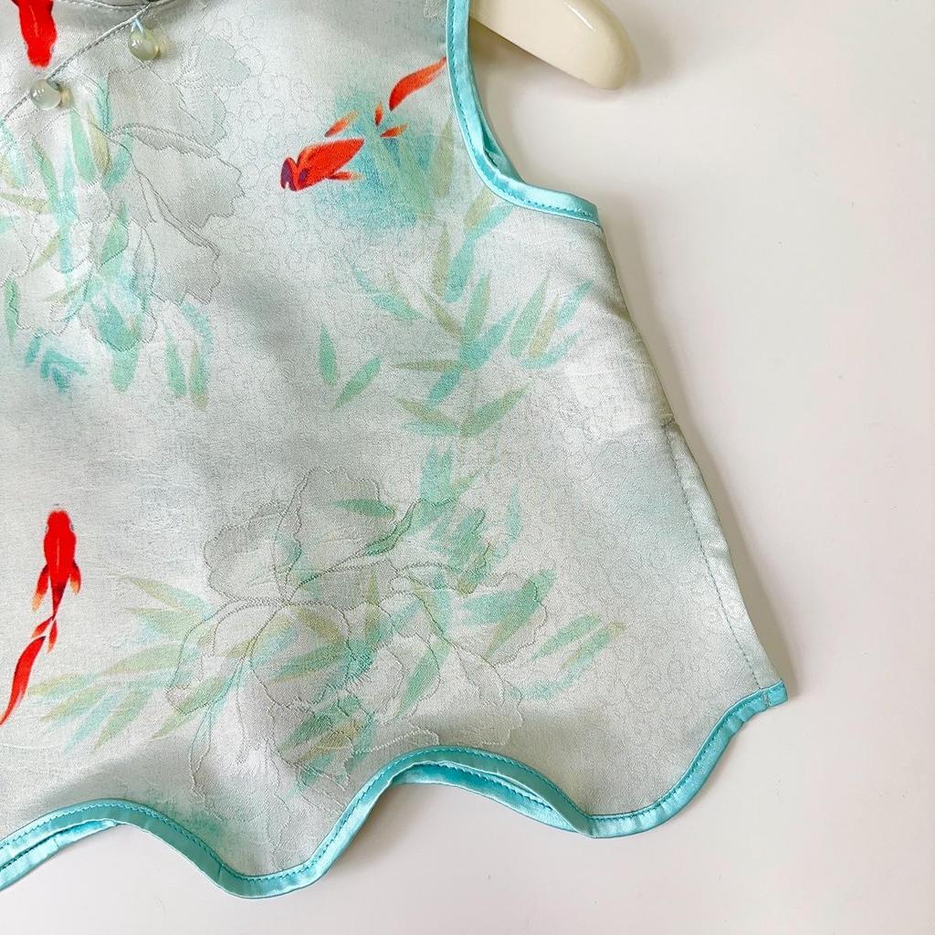 Girls' Summer Hanfu Two-Piece Set: Vest and Long Pants