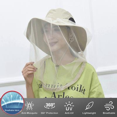 Fishing Sun Hat Breathable Wide Brim Ultralight Foldable Drawstring Closure Washable Summer Mosquito Net Hat Sun Protection Hat Camping Supplies