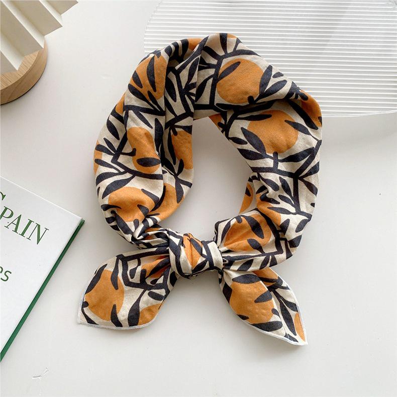 Women's Spring & Autumn Cotton-Linen Silk Square Scarf - Korean Style, Versatile Fashion Accessory & Hair Band