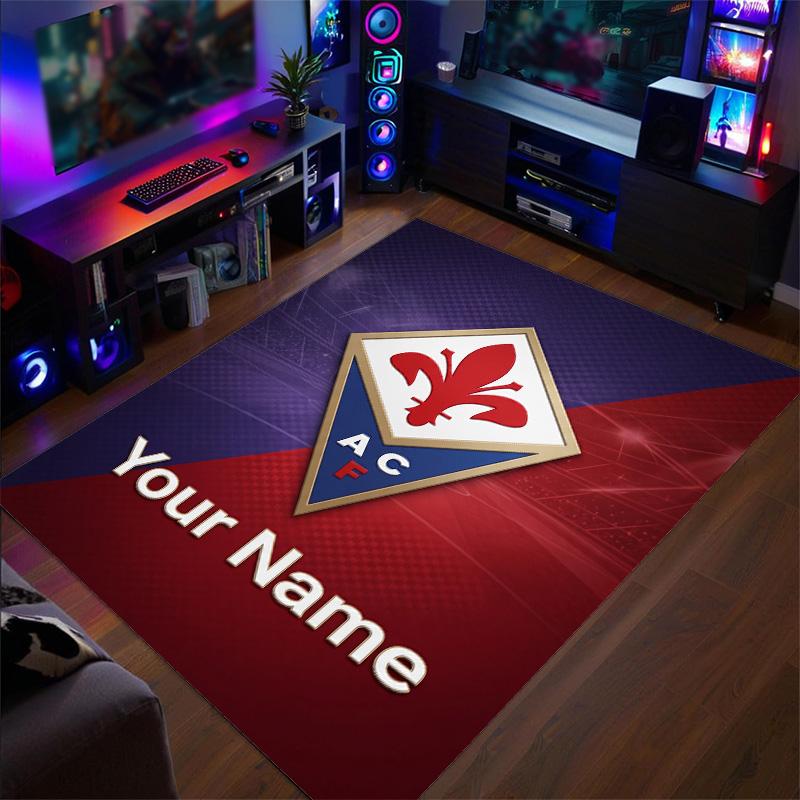 Crystal Velvet Rug Fiorentina FC Print Custom Name Text Floor Mat Home Decor