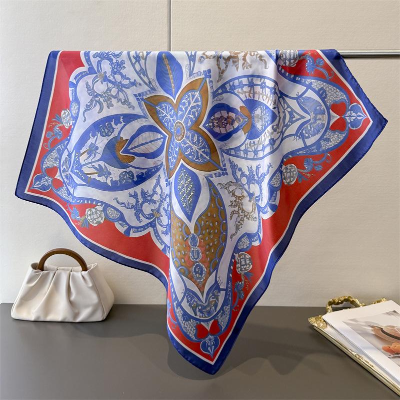 Print Designer Spring Summer 70cm Square Women Scarf Neckerchief Silk Satin Scarves Shawl Headband Hijab Bandana Wrap Bufanda