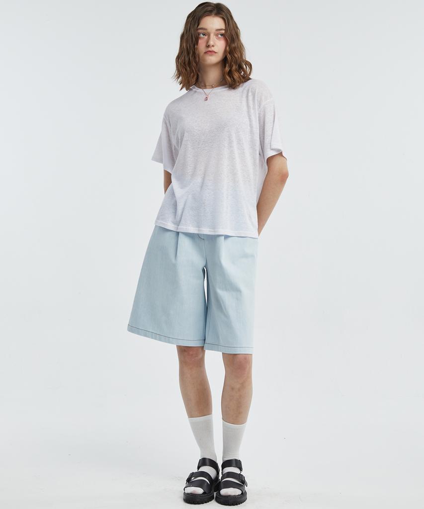 MANAVIS7 Basic Linen T-Shirt [White]