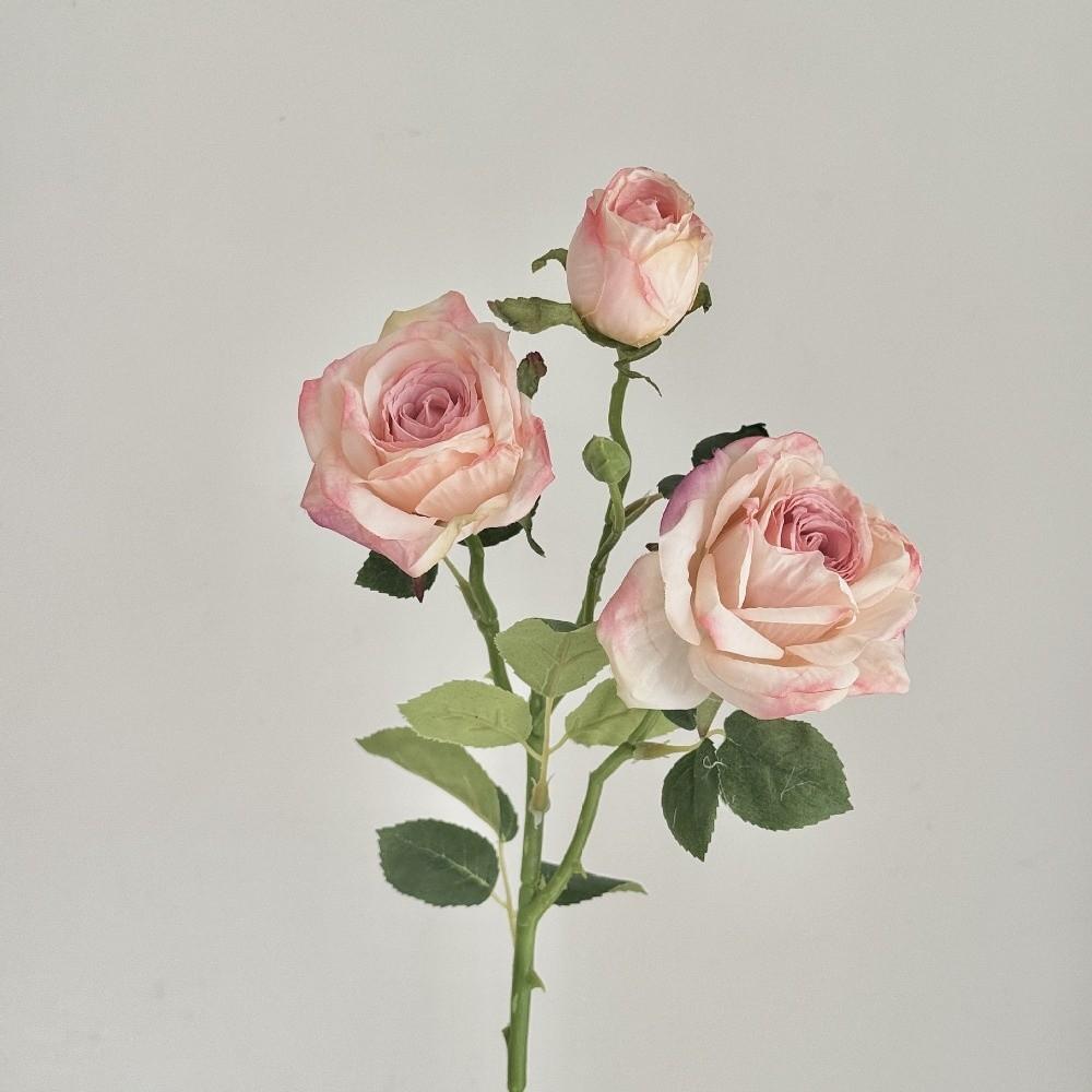 Lifelike Burnt Edge Rose Artificial Rose Branch 3 Heads 55cm Simulation Rose Silk Vintage Style Fake Peony Garden розовый