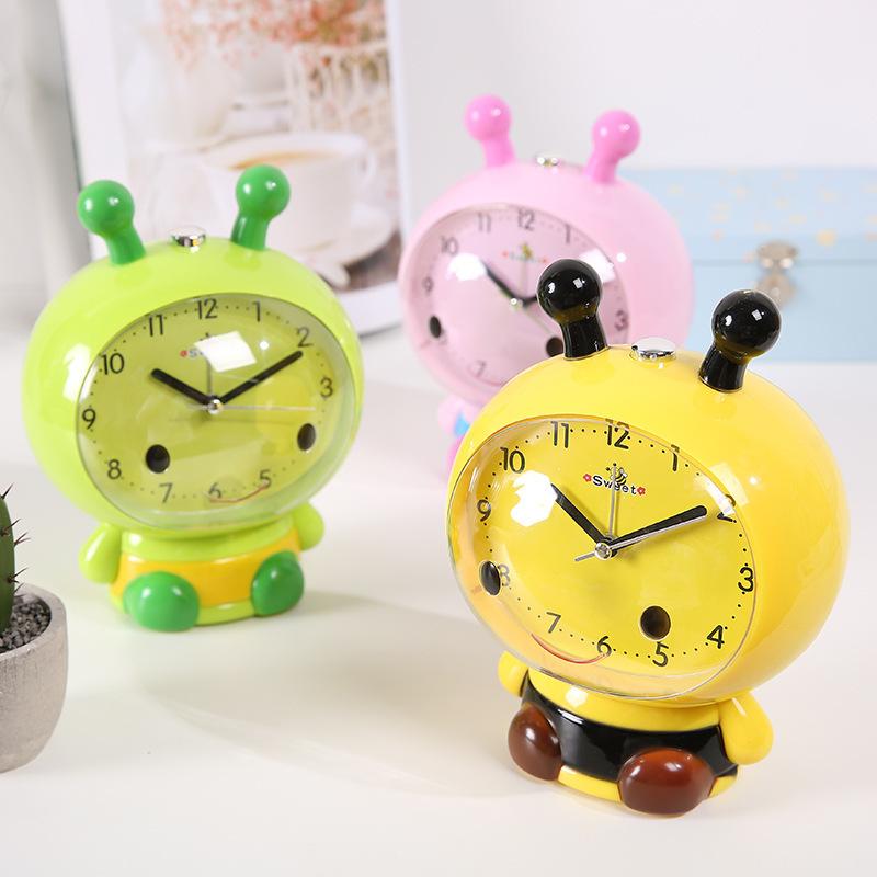 Cute cartoon multi-function creative alarm clock silent bedside bedroom student can speak children's luminous alarm clock