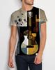 Gitaarpatroon Bedrukt T-shirt Slim Fit Korte Mouw Mode O-hals Top Gradiënt Serie Jeugd Vrije Tijd Harajuku Slim Fit T-shirt