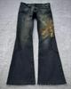 Gotische Vintage gewaschene distressed Doppelbund Schlaghosen