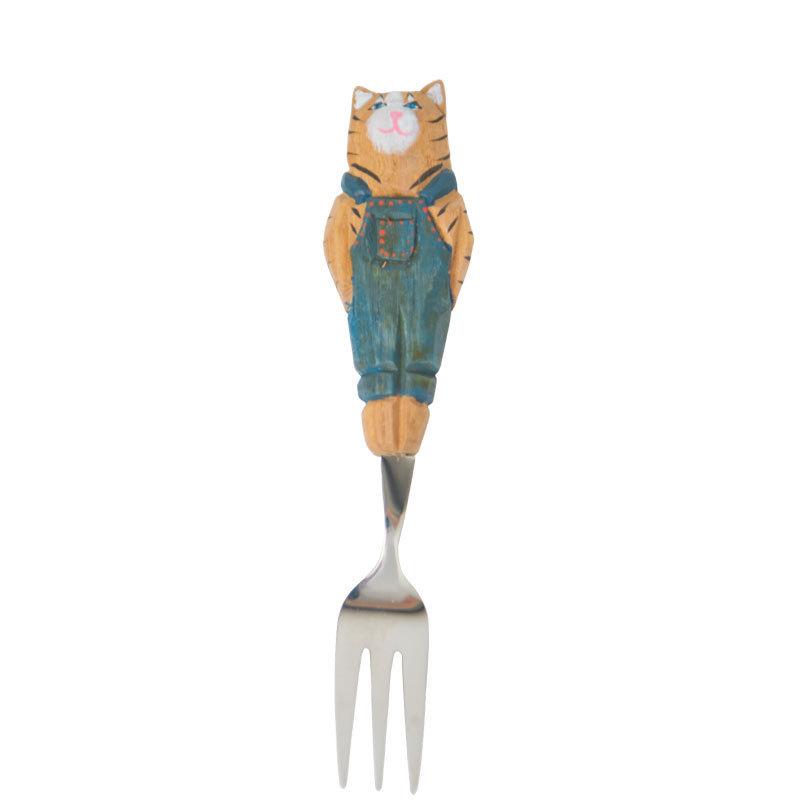 Wooden Craft Fruit Fork And Spoon Set With Childrens Design For Home And Office Use