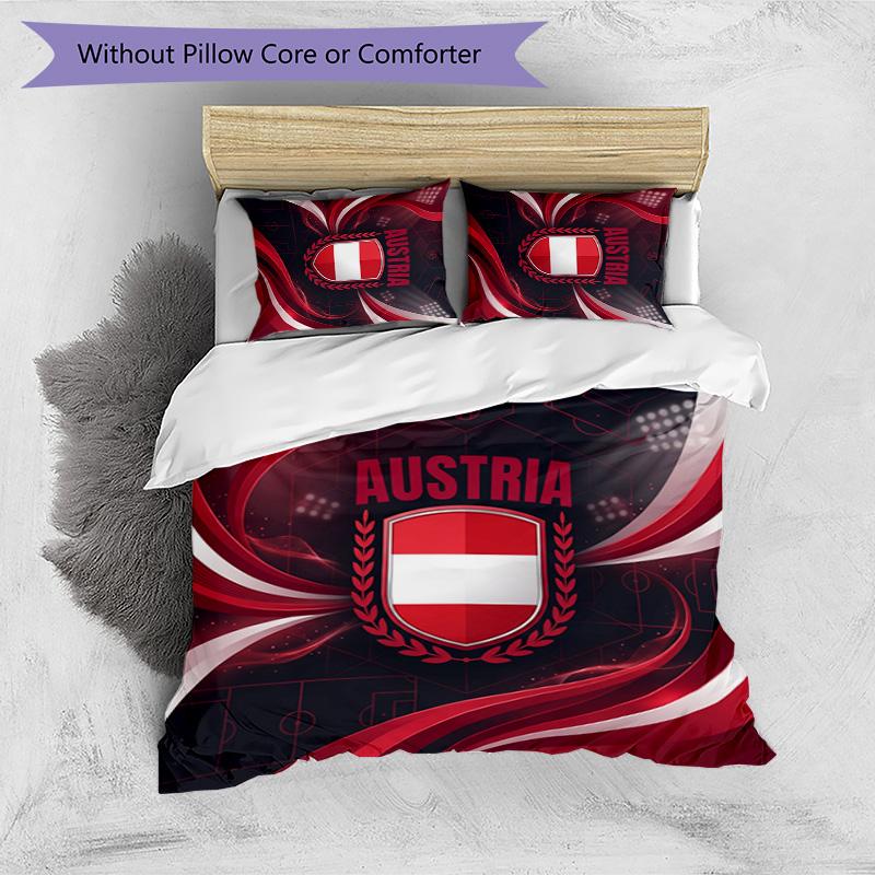 Set Lenzuola Stampate Caldo e Traspirante 3 Pezzi con Motivo Calcio Austriaco come Regalo per Inaugurazione Casa o Festività
