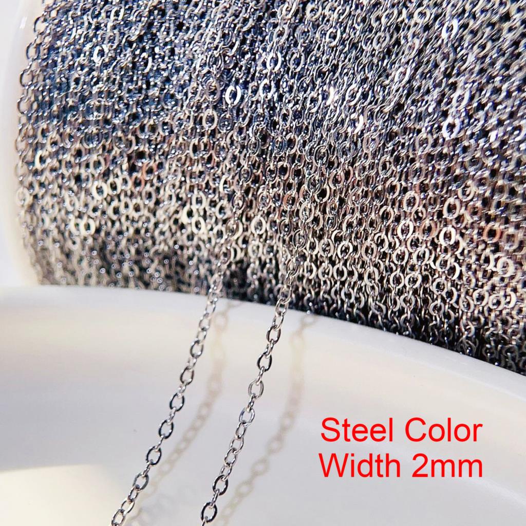 No Fade 2meters Stainless Steel Chains for Jewelry Making Supplies Bracelet Necklace Earrings High Quality Chain DIY Accessories