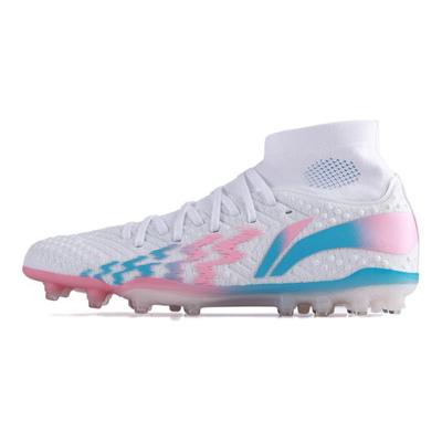 Scarpe da Calcio Li Ning Comode e Traspiranti MG Terreno Morbido Uomo Scarpe da Calcio Bianco Blu Rosa YSFU013-7