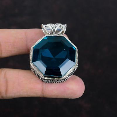 Faceted Indicolite Pendant Gemstone Pendant Antique Jewelry 925 Sterling Silver Pendant Handmade Boho Pendant Vintage Jewelry Gifts For Mom