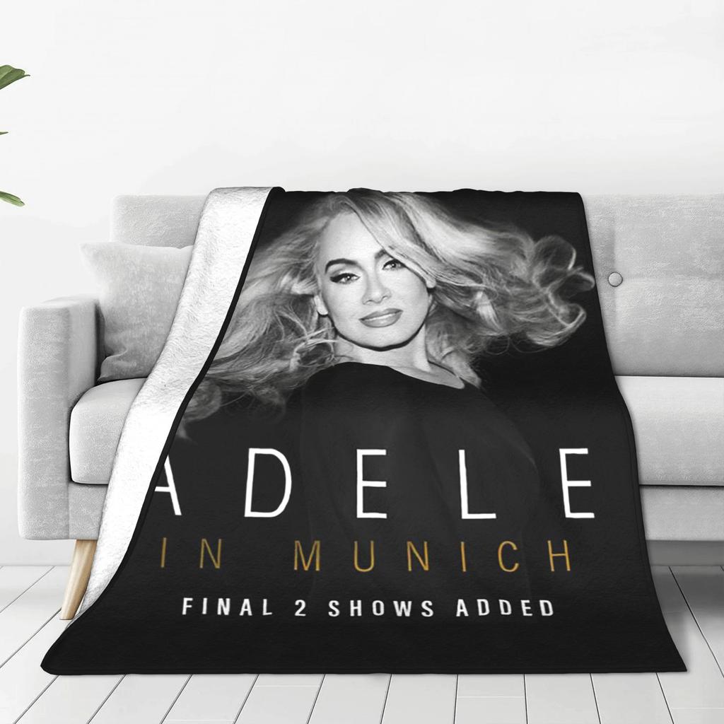 Flannel Throw Blanket Cool Singer Adele Tour 2024 Music Album Warm Plush Blankets Soft Bedding for Bed Living room Travel Couch