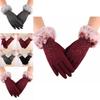Luxurious Womens Fashion Winter Outdoor Sport Warm Fur Crystal Thick Finger Gloves Mittens