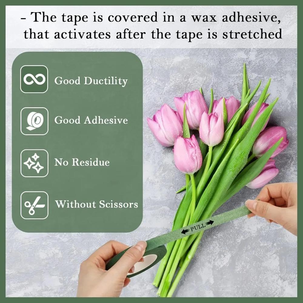 12pcs Self-adhesive Flower Bouquets Tape 20Yard Wrapping Florist  Tape  Rose Flower