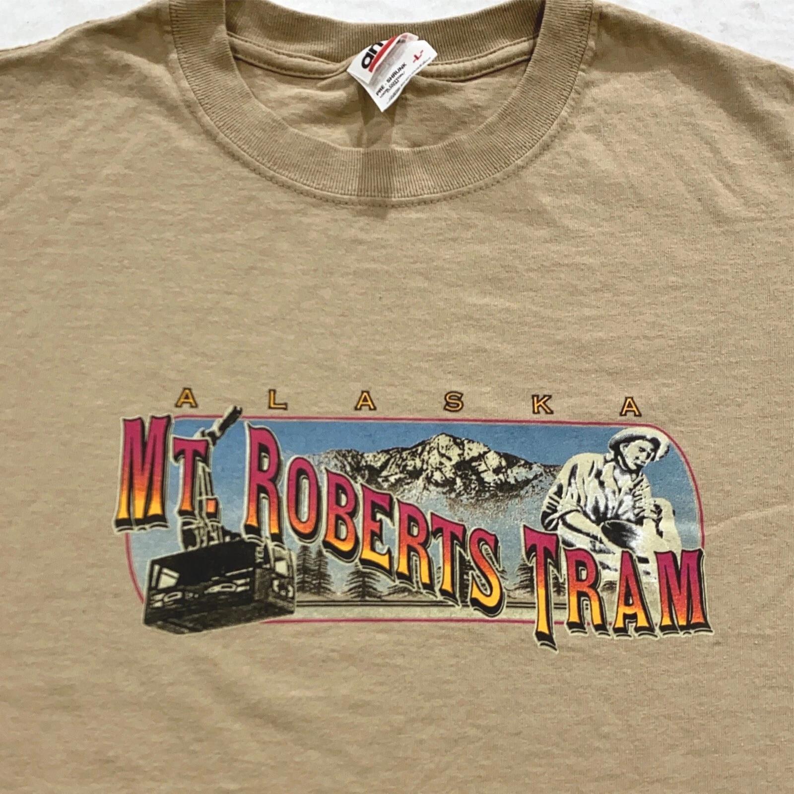 

винтаж 90-х АЛЯСКА МТ. ROBERTS TRAM Футболка БОЛЬШАЯ мягкая горы природа лыжи S