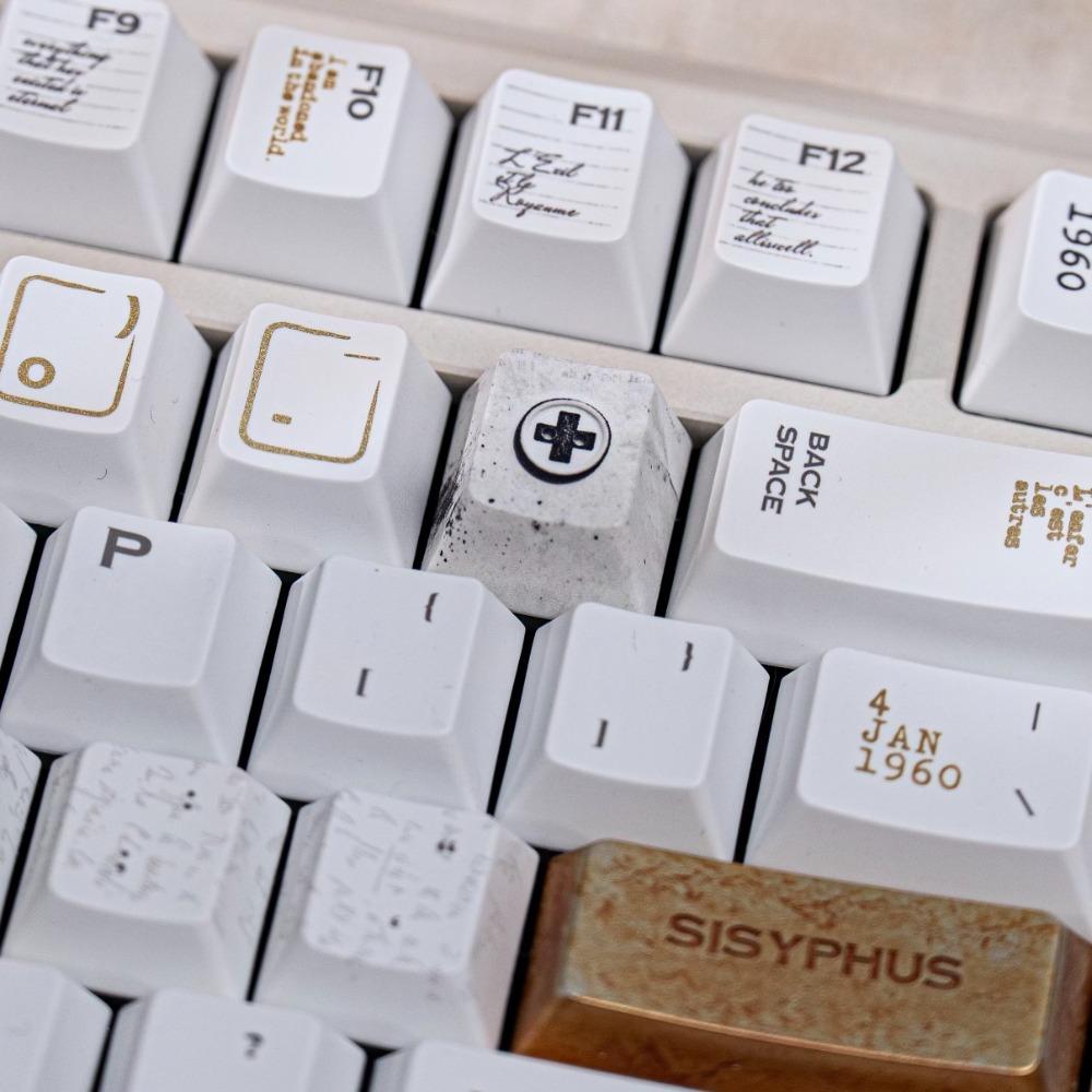 The Breathing of Being Theme Keycap Set 198Key PBT+PC Custom Retro Minimalist Cap Cherry Profile Keycaps for Mechanical Keyboard