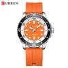 CURREN Men's Fashion Quartz Watch Outdoor Large Dial Luminous Waterproof Silicone Strap Sport Wristwatch