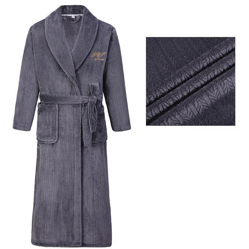 Herren Bademantel Winter Flanell Lang Robe Paar Verdickte Warme Nachtwäsche Plus Size Nachthemd Damen Lose Homewear