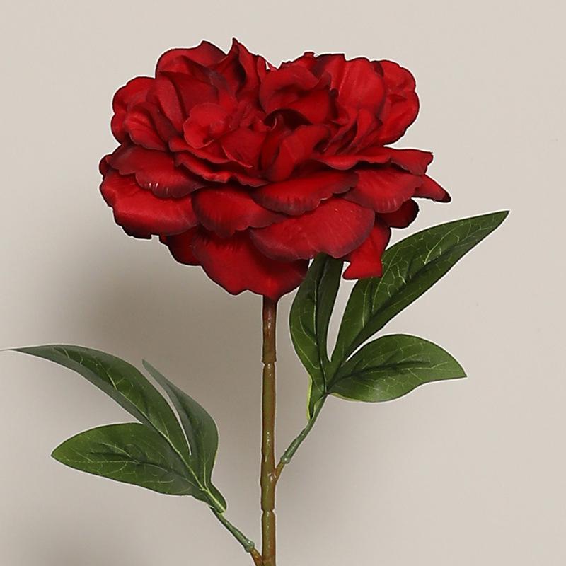 Realistic Long Stem Crown Peony Artificial Silk Flower for Living Room Decor and Bouquets