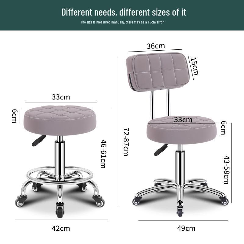 Hairdressing Rotating Salon Stool - Large Barber & Beauty Chair with Rollers