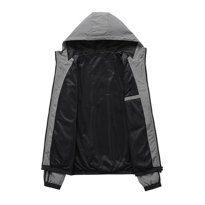 Frühlings- und Herbst-Oberbekleidung Herren Sportoberteil Lässige Drei-Streifen Kapuzen-Cardigan-Jacke Übergröße Herrenbekleidung