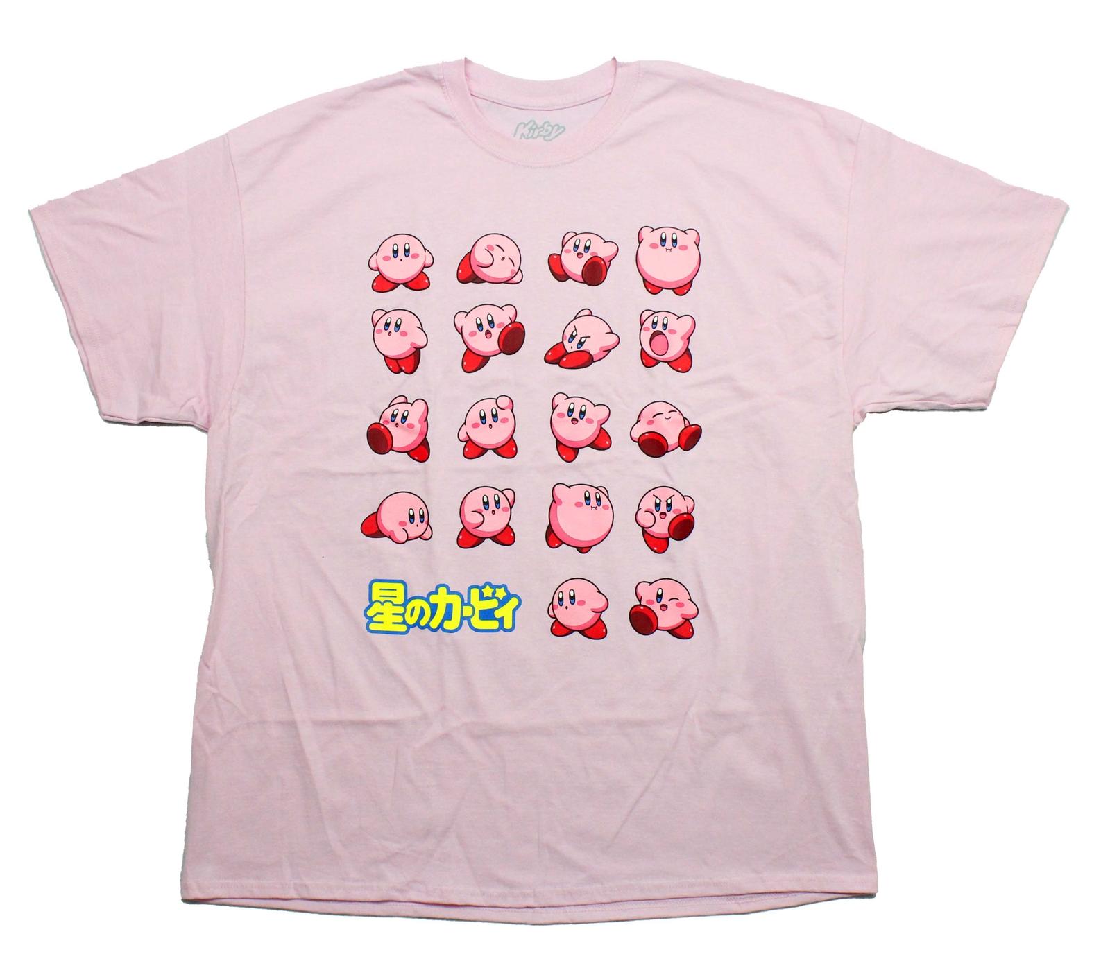 Kirby New Adult T-Shirt -Just Kirby Motion Lineup with Kanji XXL