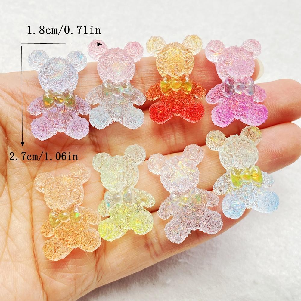 

8Pcs New Valentine s Day Shiny Rose petal bow tie bear Flat Back Cartoon Scrapbook Figurine DIY Bow Decor Accessories Crafts