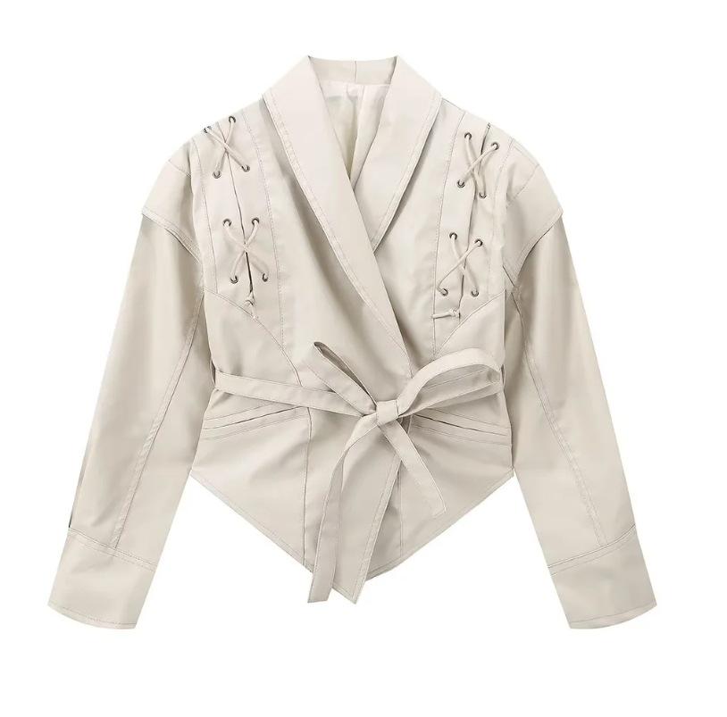 

Європейсько-американська жіноча ретро повсякденна куртка зі штучної шкіри – високоякісна та м’яка Small