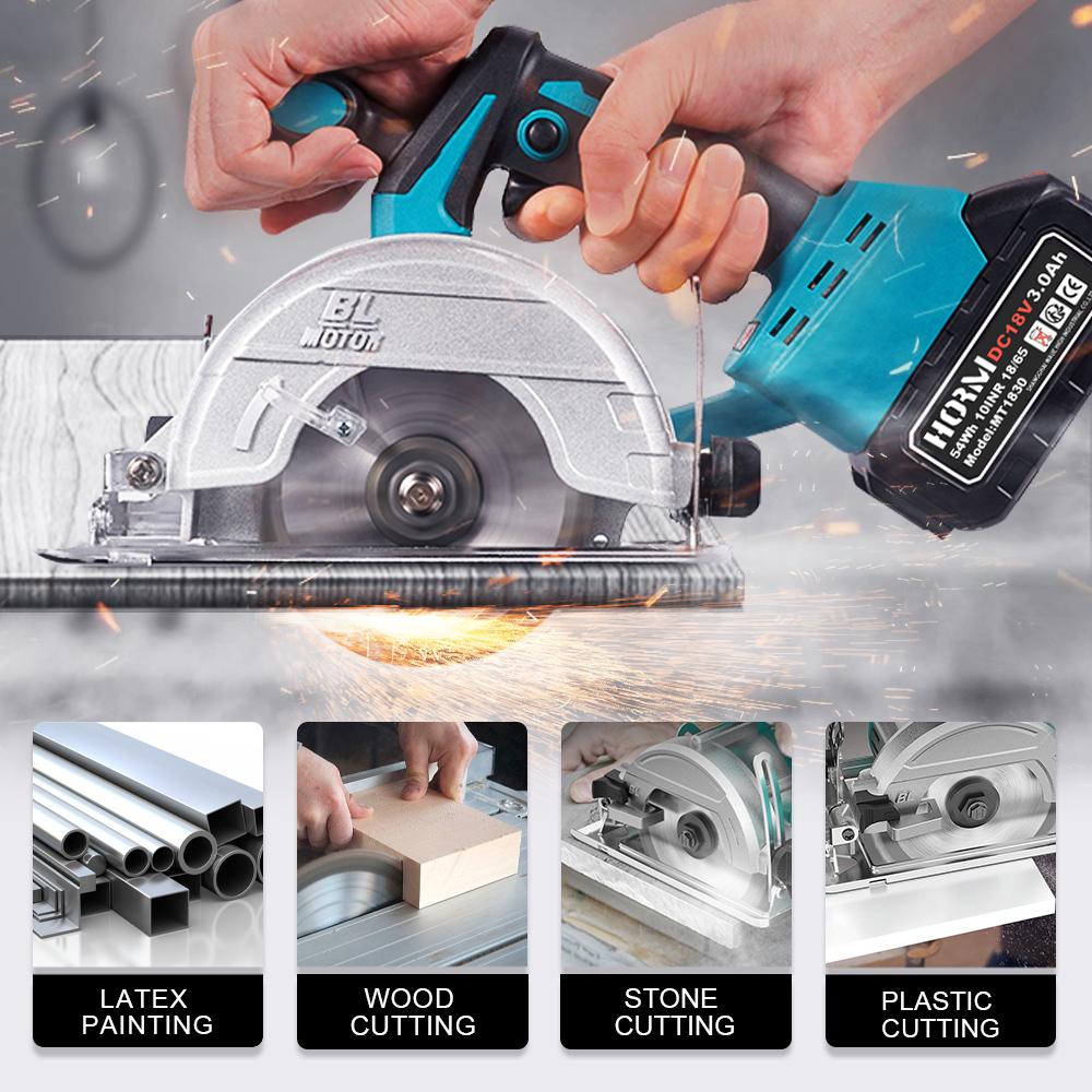 Brushless Electric Circular Saw 5 Inch 125mm Cordless Woodworking Cutting Power Tool   For Makita 18V Battery