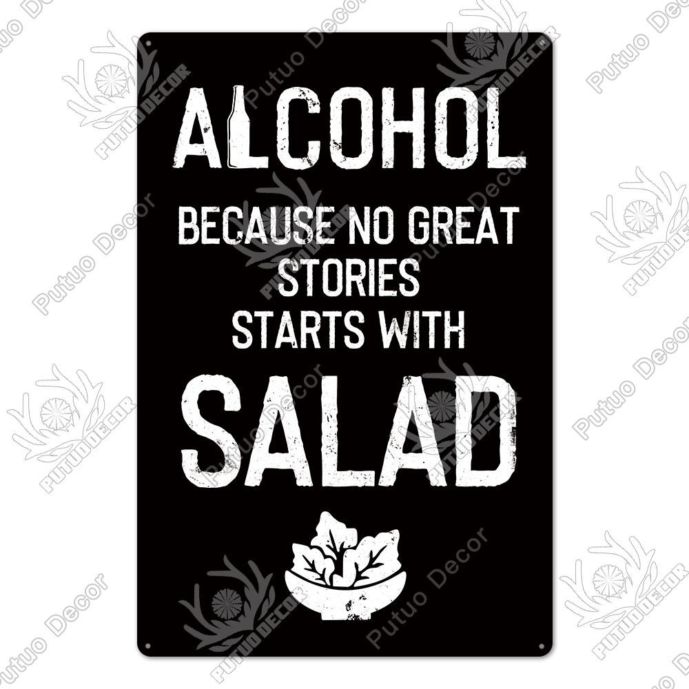 Putuo Decor Funny Beer Metal Sign Vintage Plaque Tin Sign Alcohol Drinker Sign for Bar Pub Club Man Cave Kitchen Wall Decoration